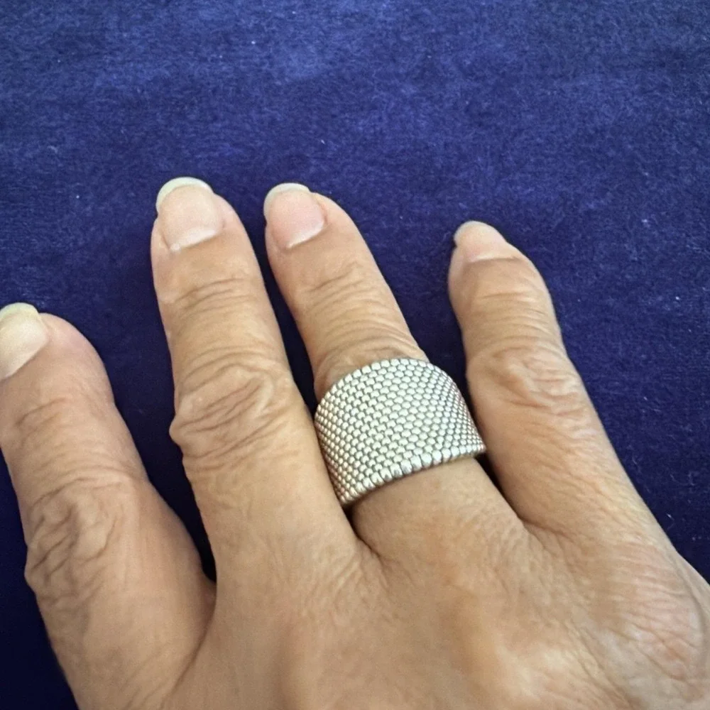 Vintage ISRAEL Sterling Silver Somerset Mesh Ring Size 7